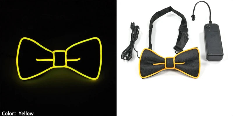 Luminous Bow Tie Neon Light Trendy Costume Accessories Glowing Acrylic LED Tie For Halloween Cosplay Costume Music Dancing