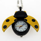 Free Drop Shipping Elegant Hot Popular Fashion Colorful Ladybug Fob Clock Necklace Pocket Pendant Dress Quartz Watch GL02