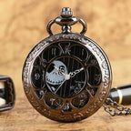 Retro Skull Punk Chain Necklace Quartz Pocket Watch Jack Pendant Retro Bronze Jewelry Fob Necklace Watches for Men Women Kids