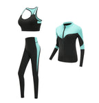 Quick dry women sportswear yoga set fitness gym yoga clothing suit sets coat+bra+t shirt+leggings 2019 workout running training