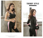 Quick dry women sportswear yoga set fitness gym yoga clothing suit sets coat+bra+t shirt+leggings 2019 workout running training