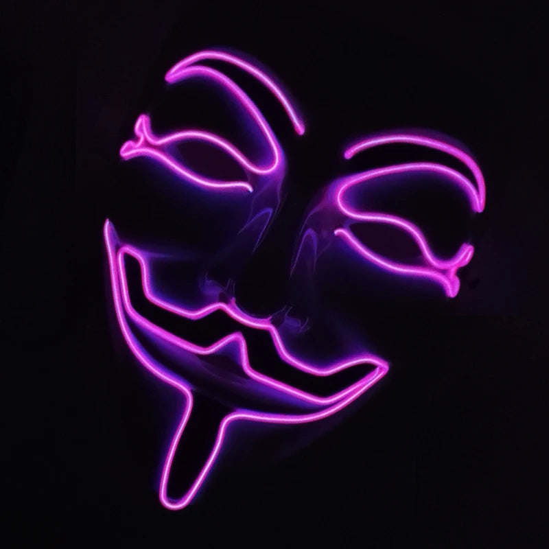 V For Vendetta Mask Cosplay Guy Fawkes Hacker Glowing Mask For Halloween Carnival  Decor Props