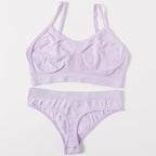 Women Buttery Soft Bra And Panties Set Push-Up Unlined Brassiere Breathable Ribbed Underwear Stretchy Crop Top Sexy Lingerie Set