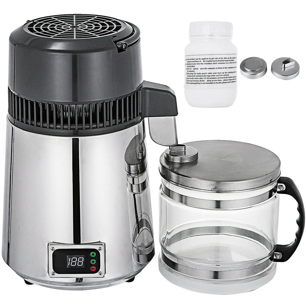 SucceBuy 4L Water Distiller Purifier Filter Dispenser Drinking Softener Dual Temp Display Overheat Protection Home Appliance