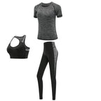 Quick dry women sportswear yoga set fitness gym yoga clothing suit sets coat+bra+t shirt+leggings 2019 workout running training