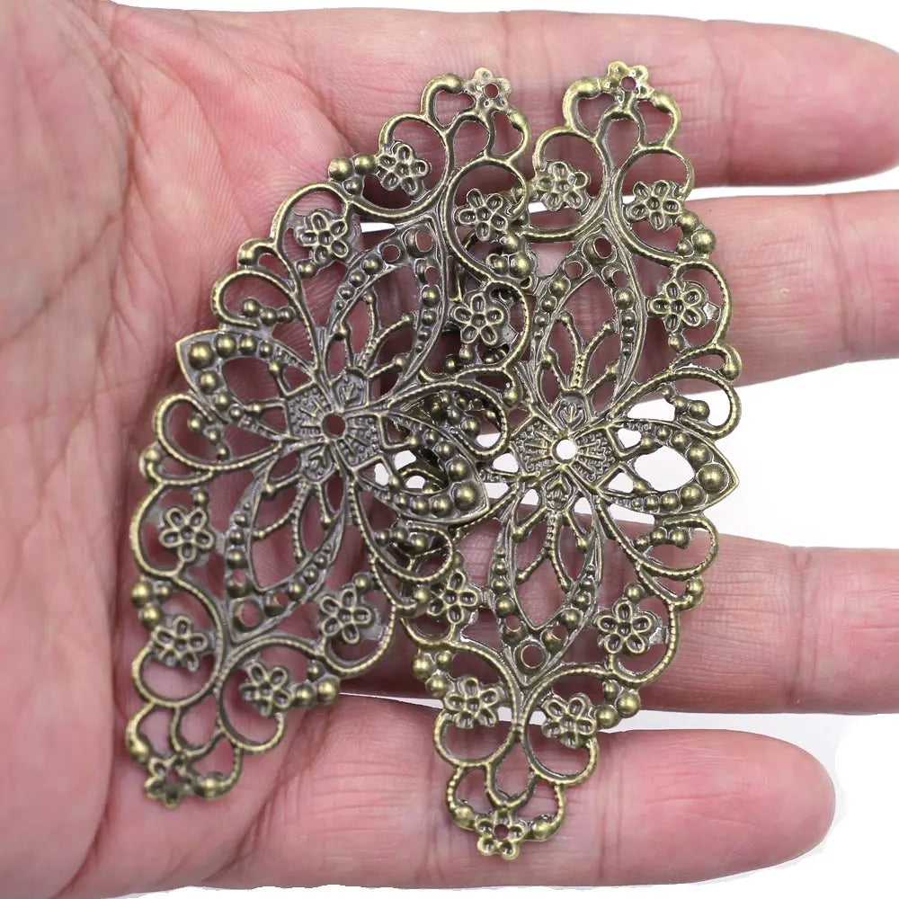 10Pcs Connectors Pendants Butterfly Filigree Flower Wraps Metal Crafts For Embellishments Scrapbooking Jewelry DIY Accessories