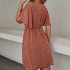 2024 Europe and the United States spring and summer new women's dress print V-neck short-sleeved casual loose dress women
