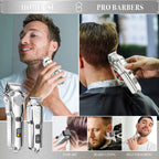 HATTEKER Professional Hair Clipper for Men Cordless Metal Barber Clipper and Trimmer Set Clipper for Hair Cutting Kit