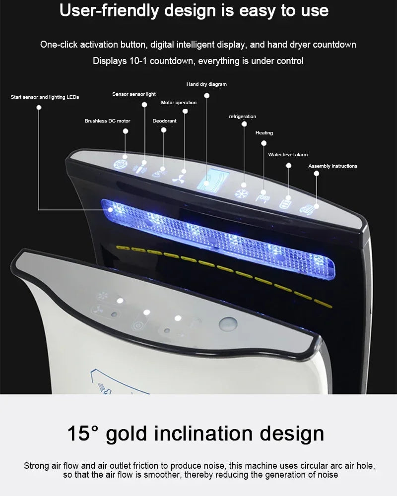 Full New Hand Dryer Induction Hotel Restauran High Speed Jet-type Hand Drying Machine Double-sided hand dryer 220v