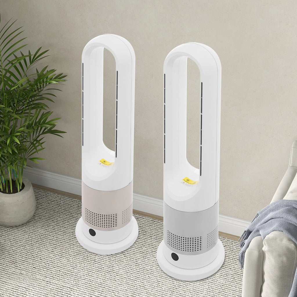 Cooling & Heating Bladeless Fan 220V W/ Timer Remote Control 8 Wind Speed Home Silent  Air Conditioner Heater LED Display