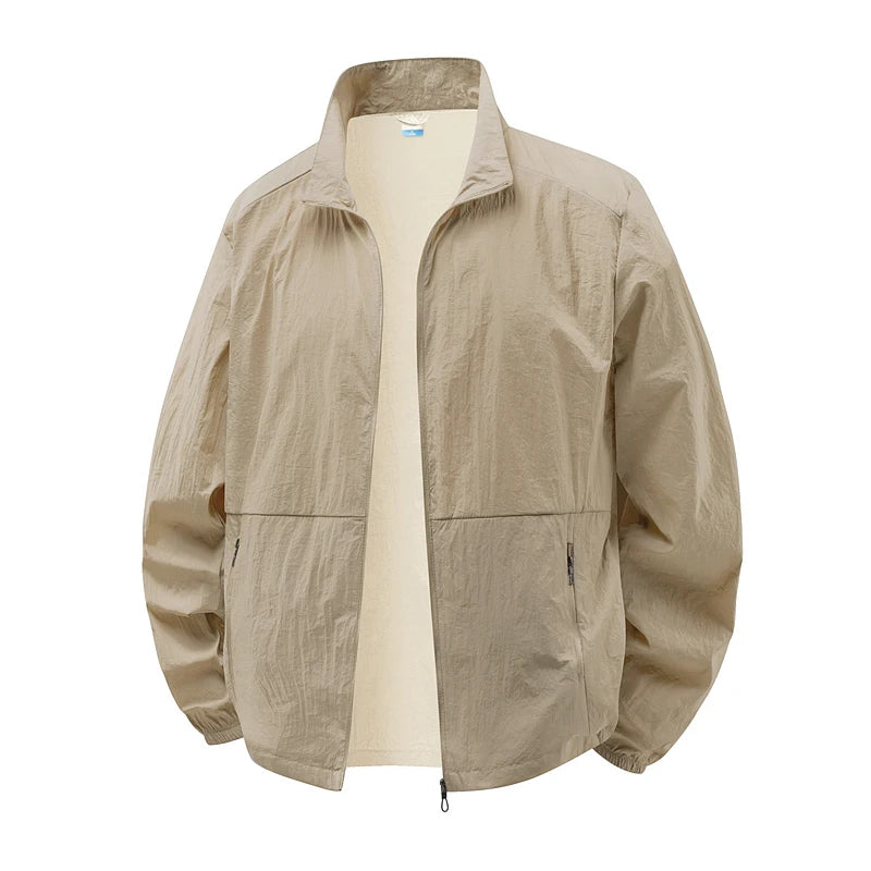 Men's Sun Protection Jacket Ultrathin Windbreaker Summer Outdoor UV Jacket Loose Stand Collar Oversized Sunscreen Coat Fishing