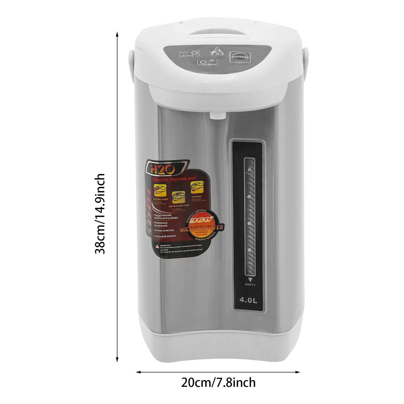 4L Electric Water Boiler & Warmer, 750W Stainless Steel Hot Water Dispenser with 3 Dispensing Modes, 90°C Keep-Warm