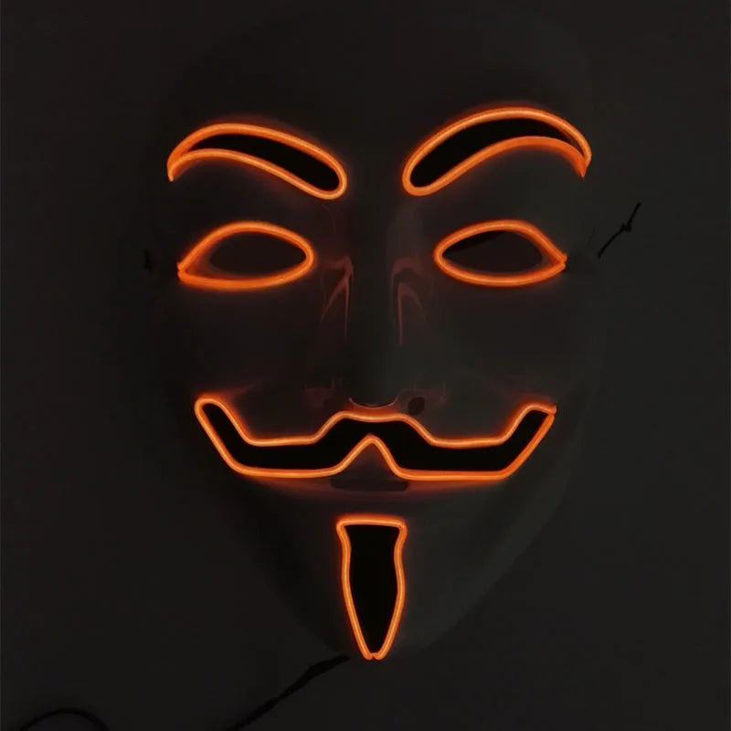 V For Vendetta Mask Cosplay Guy Fawkes Hacker Glowing Mask For Halloween Carnival  Decor Props