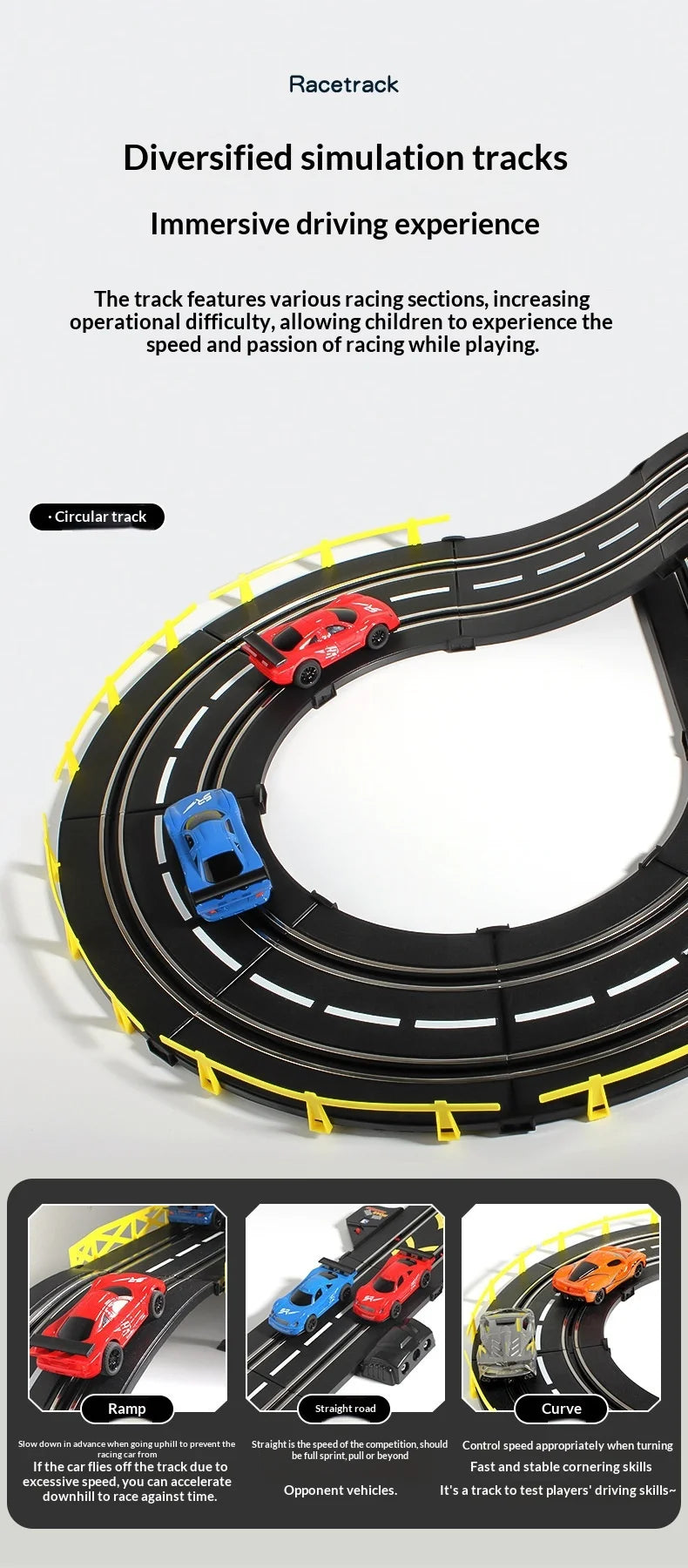 Electric Remote Control Slot Car Track Large 2-Player Competitive Dual Mode Remote Adjustable Splicing Kids Adults Gift Toy Set