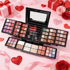 MISS ROSE 104 Color Eye Shadow Powder Puff High Gloss Lipstick Mirror Makeup Durable Easy Makeup Multi-Function Makeup Set