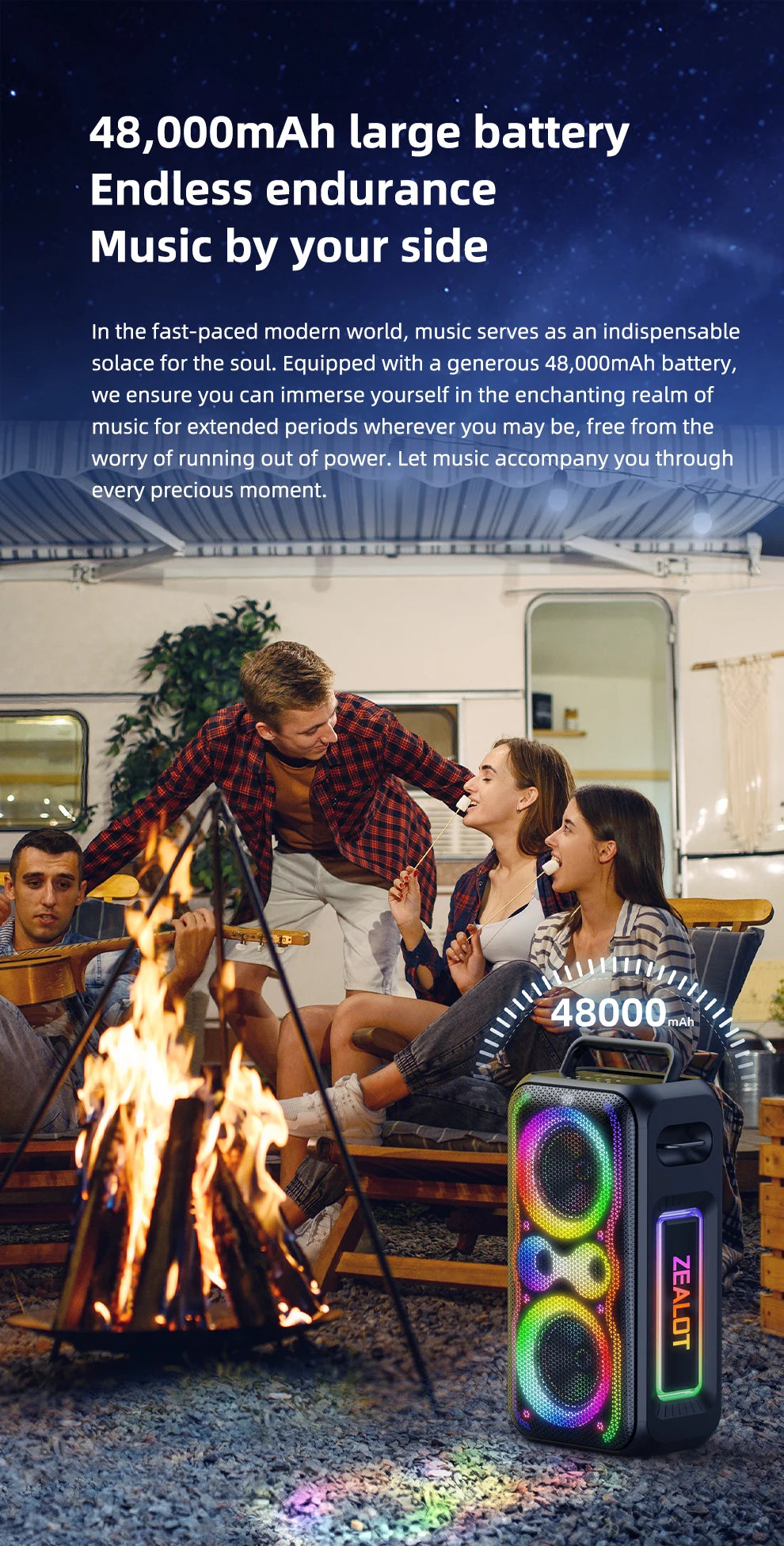 ZEALOT-PT21 200W Wireless Bluetooth Speaker , Portable Outdoor Speakers Loud with Bass Boost, Stereo Pairing, Reverse Charging,