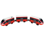 Magnetic Electric Train Car Locomotive Wooden Track Slot Diecast Railway With Two Carriages Train Wood Kid Toy Biro Leduo Track