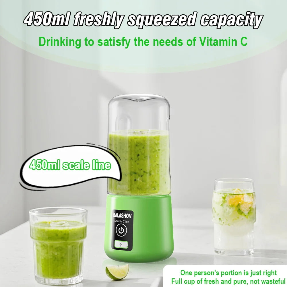 Portable Juicer Blender 450ml Juice Maker USB Rechargeable Lemon Orange Fruit Juicing Cup Electric Juice Machine Travel Juicers