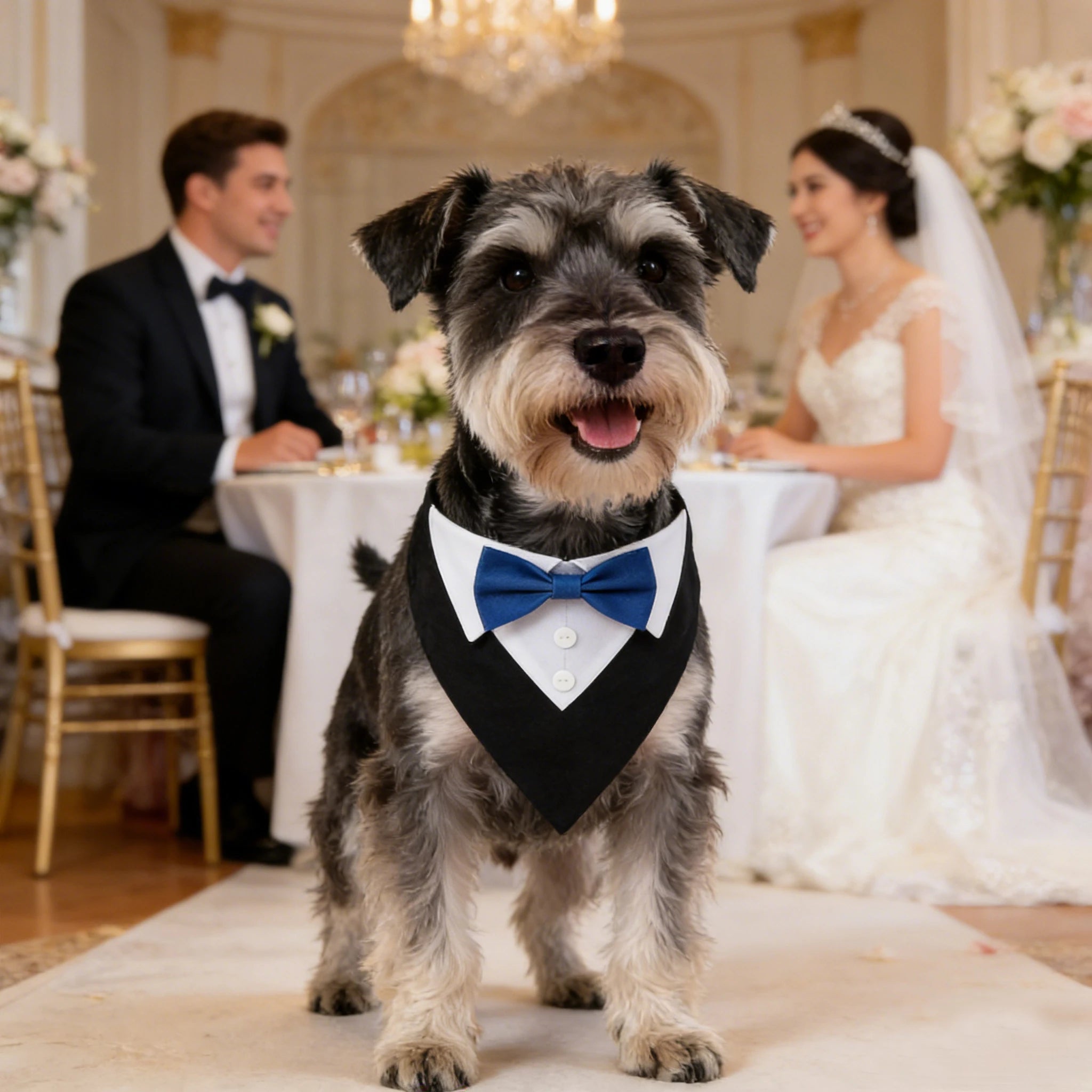 Sucado Bow Tie Dog Collar Tuxedo Bandana Adjustable Formal Puppy Triangle Neck Wear for Wedding Birthday Dress-up Cosplay Party