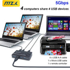 MZX 4x4 USB 3.0 Switch Selector KVM Switcher Hub 3 0 Cable PC Laptop Computer Share USB Devices Keyboard Mice Printer KVM Switch