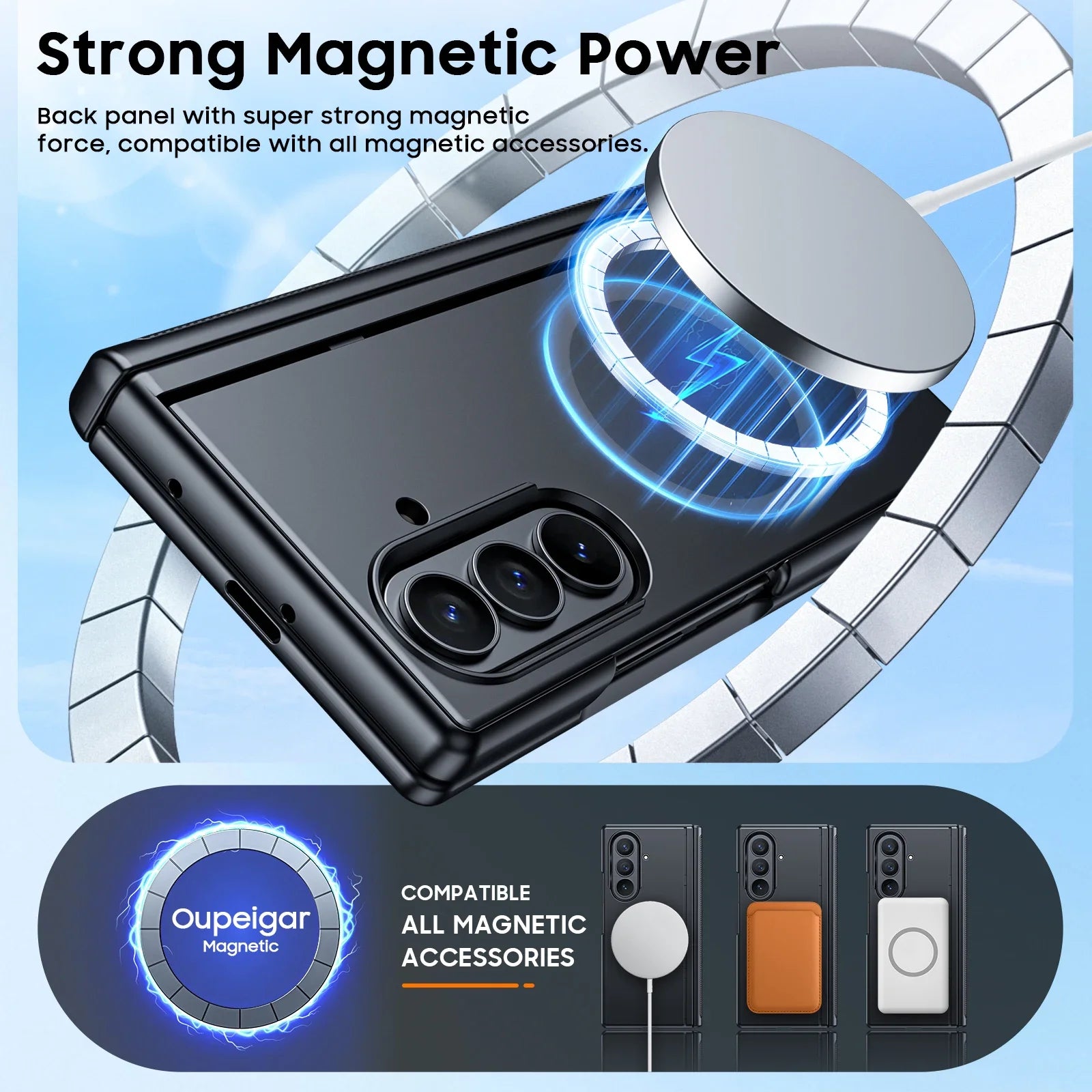 Fit for Magsafe,Hinge Protection,Screen Protector,Built-in Hidden Kickstand,Slim Shockproof Phone Case for Galaxy Z Fold 7-Black Secondary image