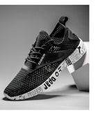 Summer Mens Black Hollow Mesh Sneakers Fashion Breathable Lightweight Casual Walking Shoes Printed Sole Outdoor Sports Footwear
