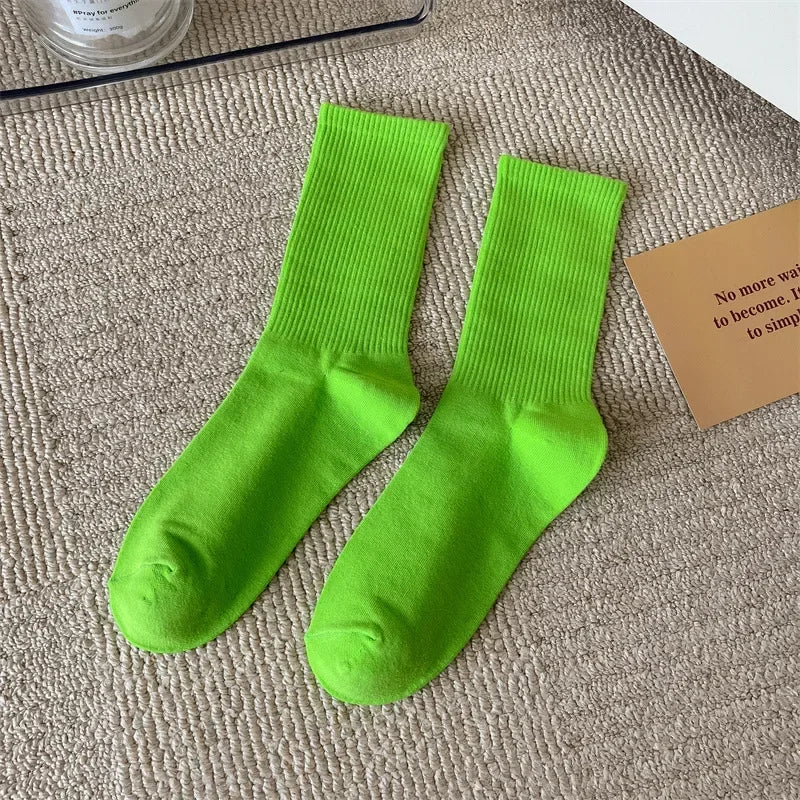 33 Colors Summer Cotton Soft Socks Happy Colorful Women's Mid-tube Stocking Fashion Trend Red Green Ankle Sox Autumn Hosiery