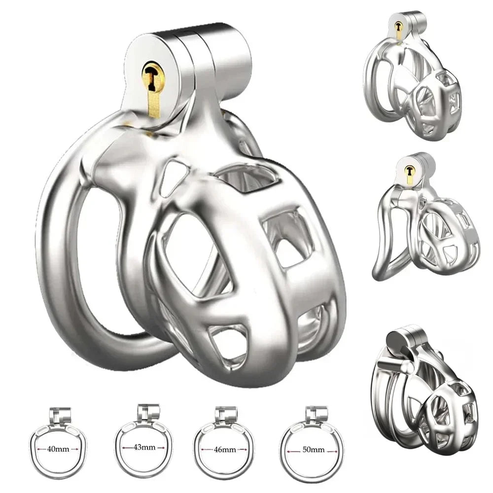 Stainless Steel Male Chastity Cage Cock Mamba Penis Ring Chastity Belt BDSM Erotic Urethral Lock Double-Arc Ring Sex Toy Main image