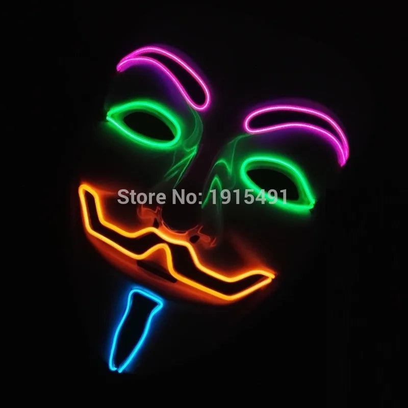V For Vendetta Mask Cosplay Guy Fawkes Hacker Glowing Mask For Halloween Carnival  Decor Props