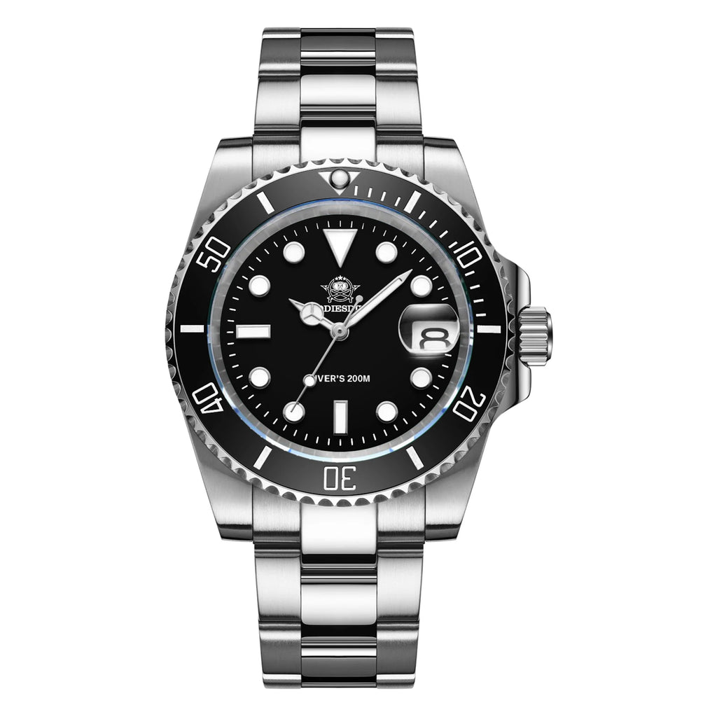 ADDIESDIVE Men's Classic Watch with Ceramic Bezel 200m Water Resistant Casual Quartz Watch BGW9 Blue Luminous Gift Watch MY-H3-2