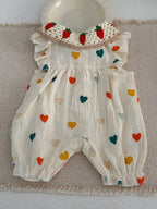 MILANCEL Summer Baby Rompers 0-24M Sweet Love Toddler Jumpsuit Thin Ventilate Infant Clothes Carrot Girls One Piece