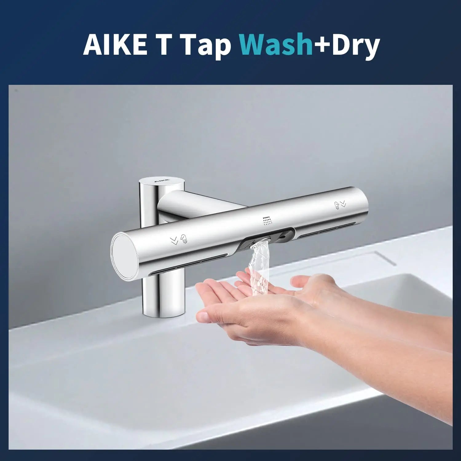 AIKE Airblade Tap Hand Dryer Automatic Bathroom Hand Washing and Drying Machine Washroom Faucets Air Tap Powerful Hand Dryer Secondary image