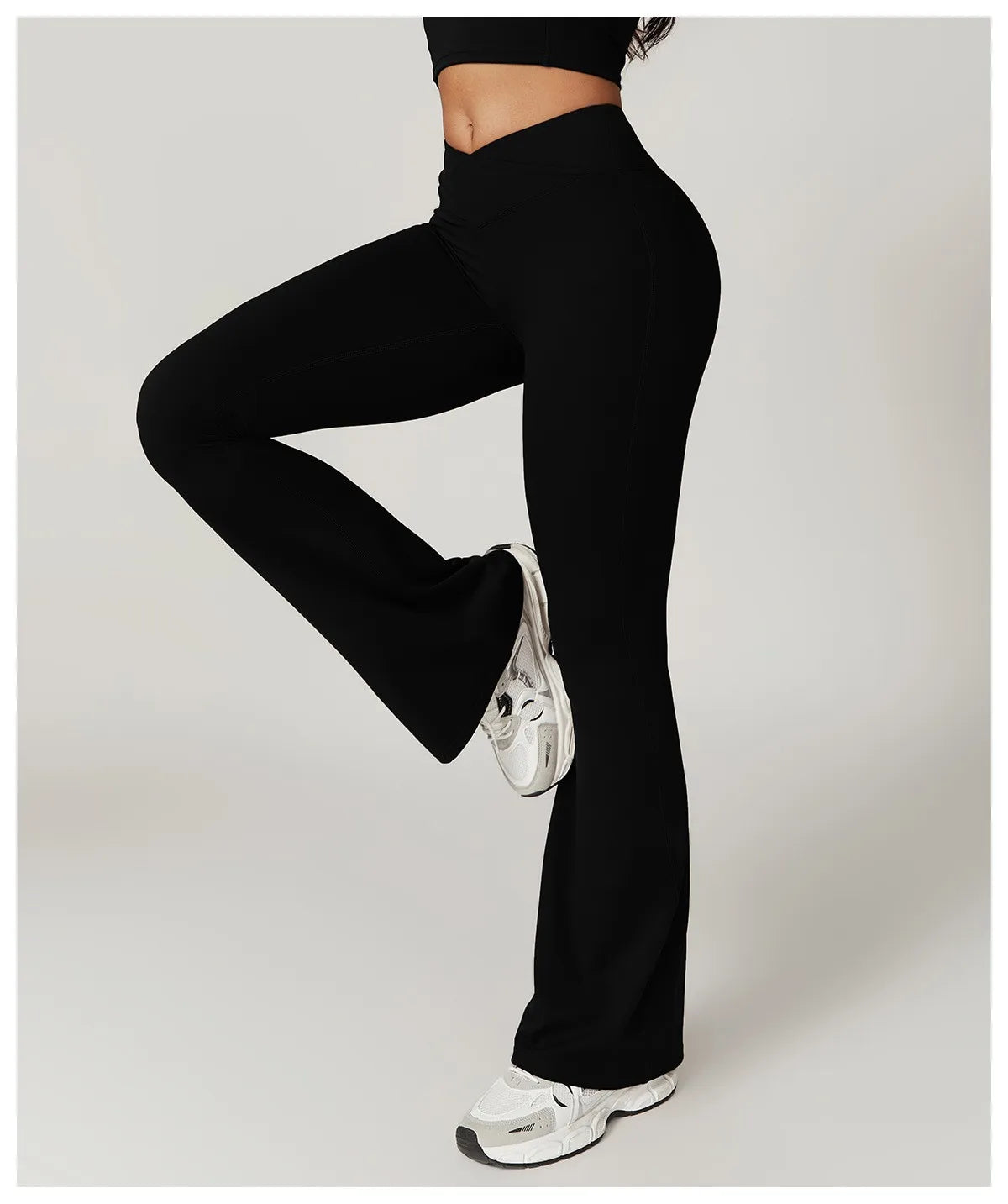 Crossover Flare Yoga Leggings for Women High Waist V Cross Bell Bottoms Tummy Control Yoga Pants Wide leg Fitness Leggings