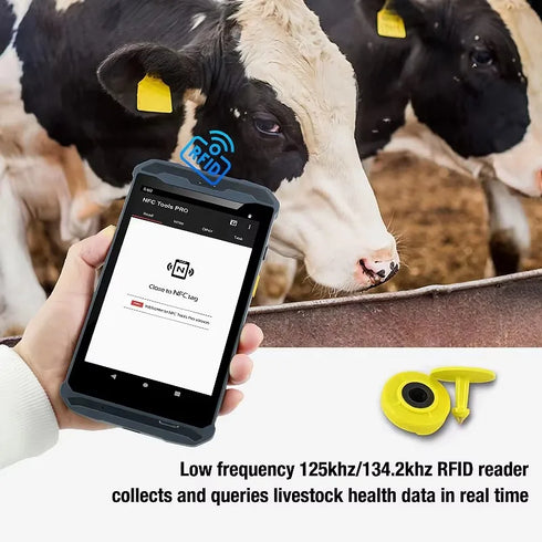 Handheld 125khz-134.2khz RFID Animal Ear Tag Reader Android PDAs Scanner for Cattle/goat Dairy Farm Livestock Data Management
