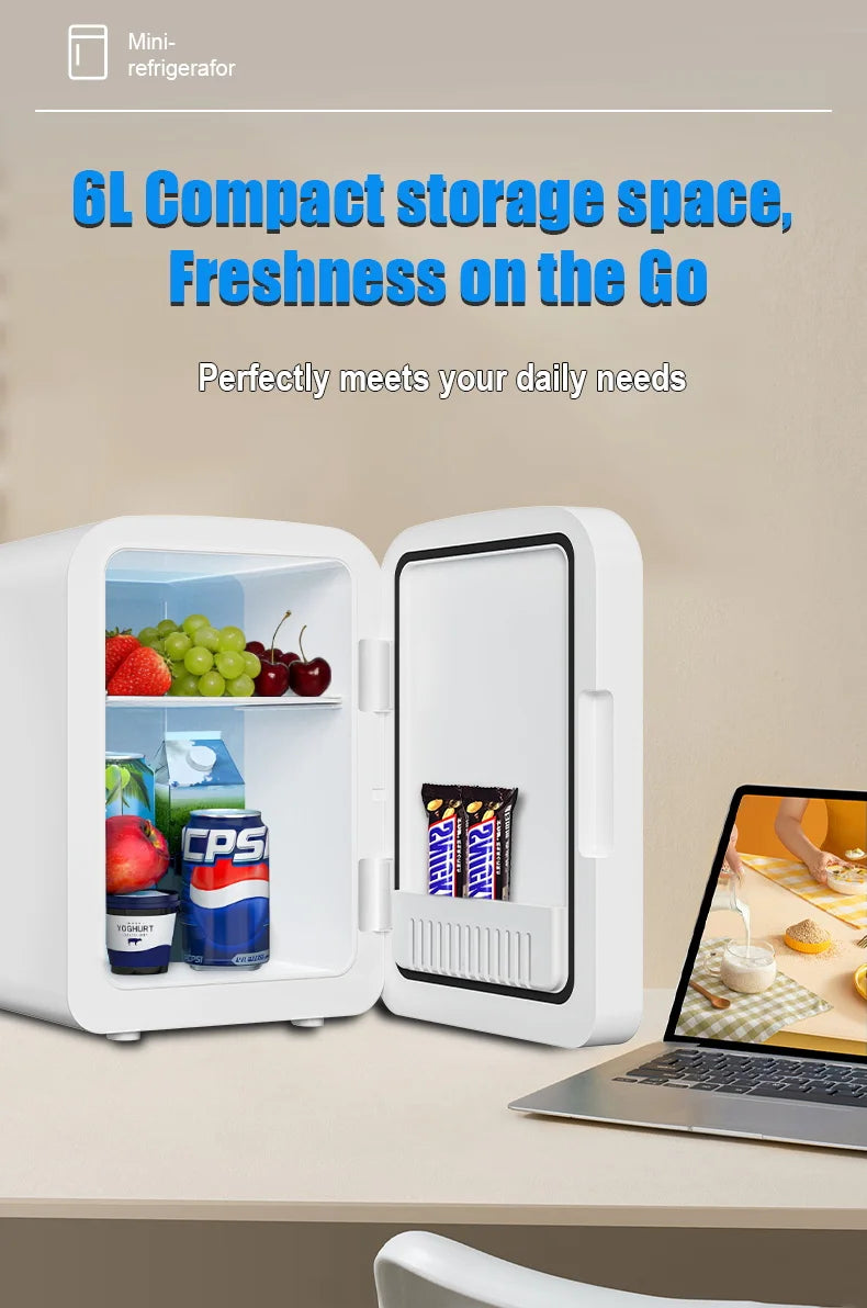 Mirror Car Refrigerator Home Small Fridge Mask For Makeup Cosmetics Home Refrigerator Cooling With LED Light Refrigerator For Makeup 4L/6L EU