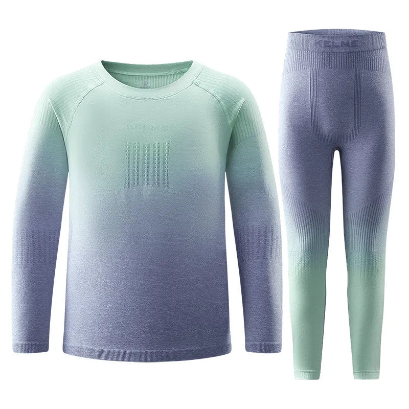 Kelme Children's Quick Drying Clothes Set Outdoor Running Sports Long Sleeve Knitted Training Base Shirt For Boys And Girls