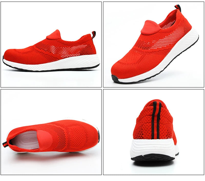 Summer Mesh Light Work Sneakers Steel Toe Protective Work Safety Shoes Men Women Breathable Construction Shoes Work Boots Men