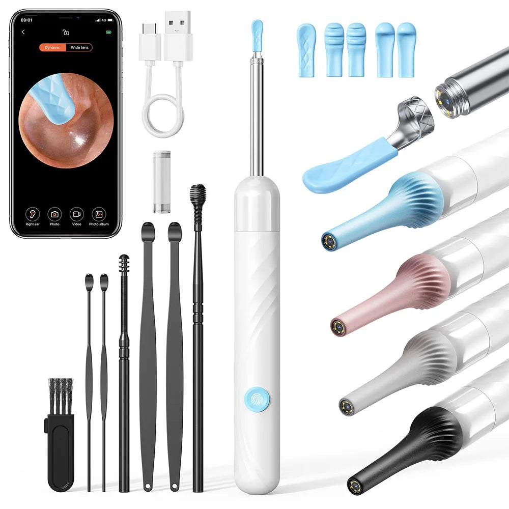 Wireless Ear Wax Removal with Camera Rechargeable Ear Cleaner 1080P Check Camera with Ear Spoon Set Canal Clean