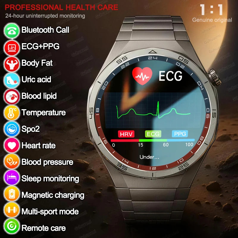 2026 New Nursing Grade ECG+PPG Smart Watch Health Analysis Blood pressure Lipids Uric acid Wireless HD Call Smartwatch Men Women Main image