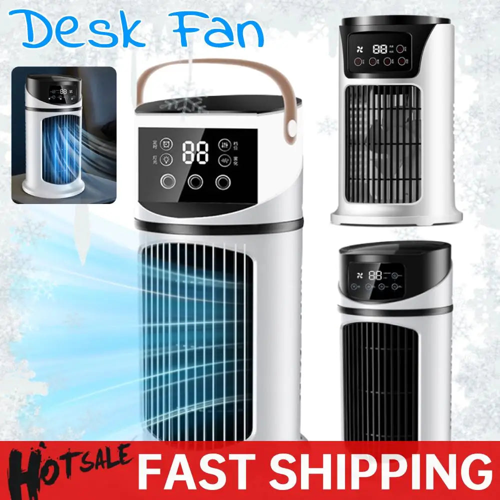 Portable Air Conditioner Desk Fan Spray Humidifier Air Cooling Fan Timing Circulation Wind Quiet Electric Fan for Home Office
