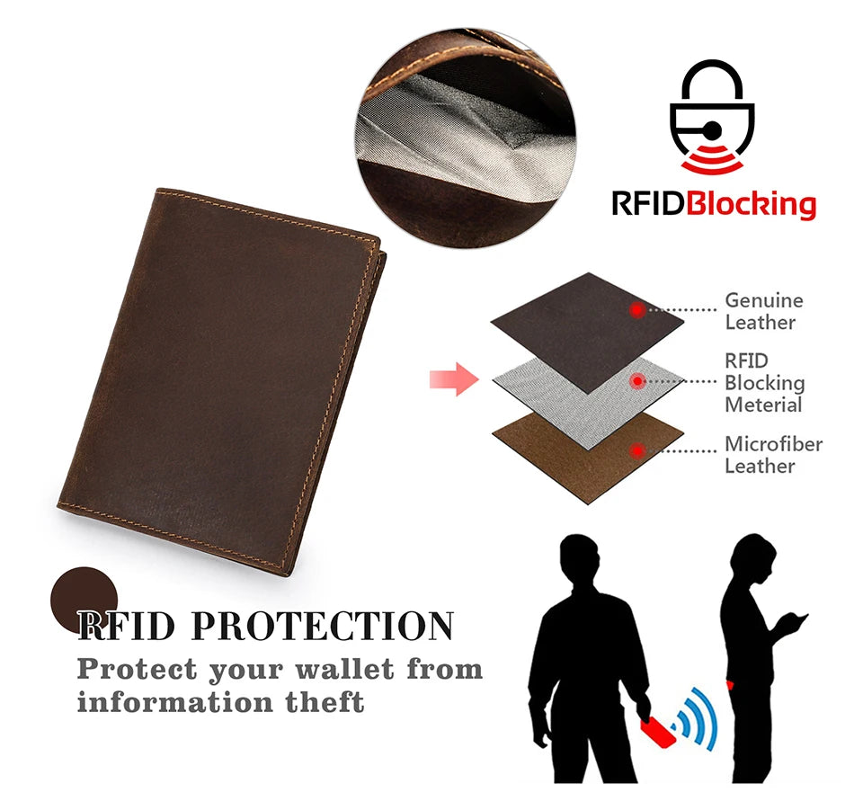 Retro Leather Passport Cover RFID Blocking For Cards Travel Passport Wallet Document Organizer Case With 1 Pen Holder Men Women