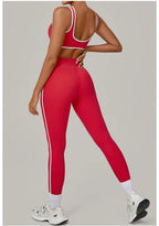 2PCS Women's Yoga Set High Waist Peach Hip Removable Padding Sports Bra Pants Fitness Suit Running Workout Gym Leggings Yoga Set