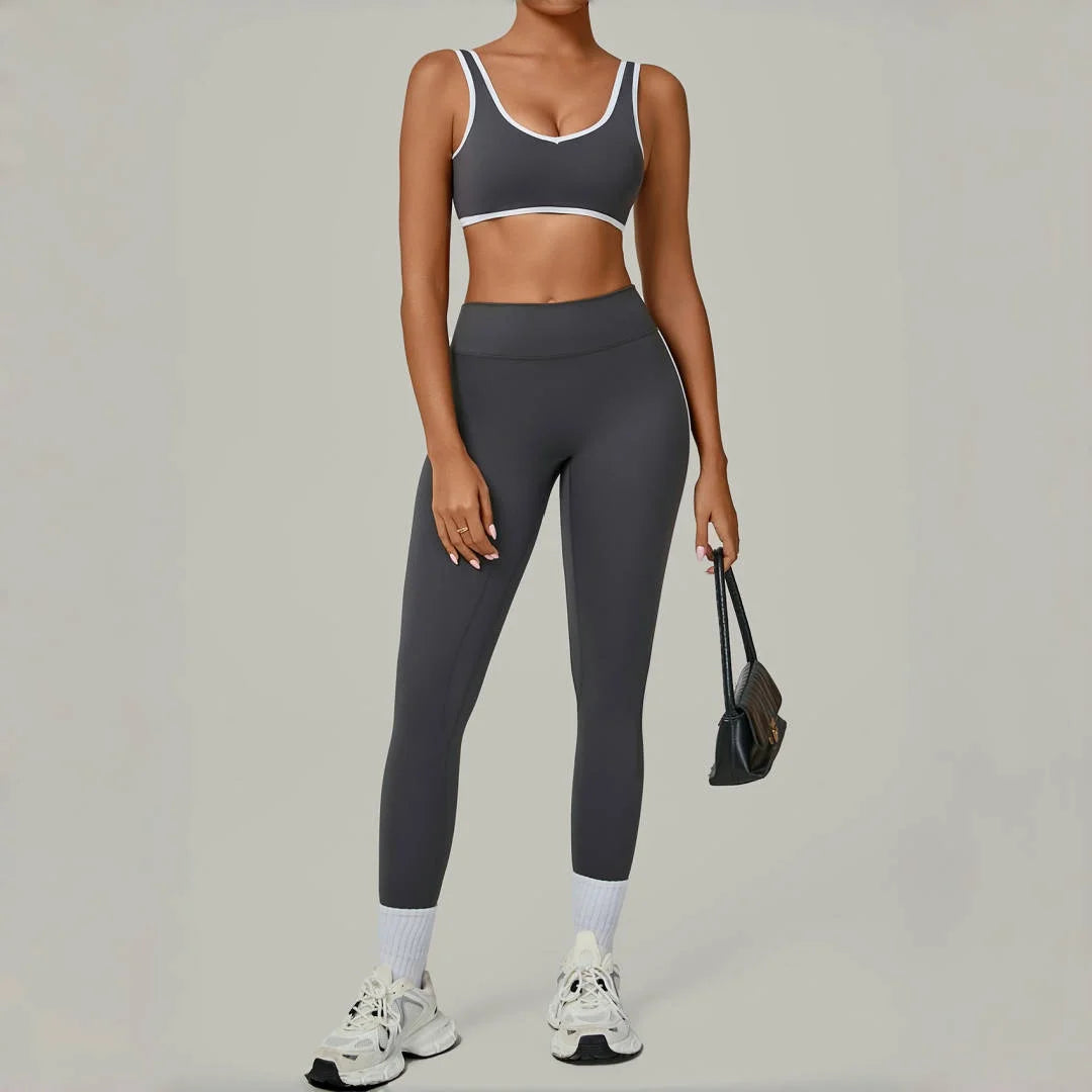 2PCS Women's Yoga Set High Waist Peach Hip Removable Padding Sports Bra Pants Fitness Suit Running Workout Gym Leggings Yoga Set
