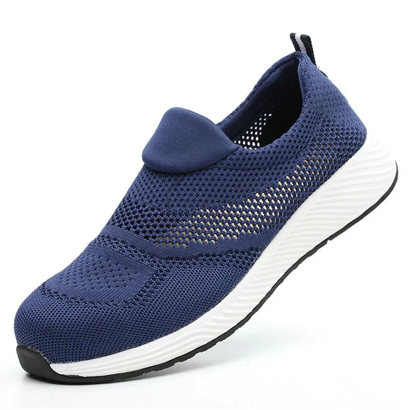 Summer Mesh Light Work Sneakers Steel Toe Protective Work Safety Shoes Men Women Breathable Construction Shoes Work Boots Men