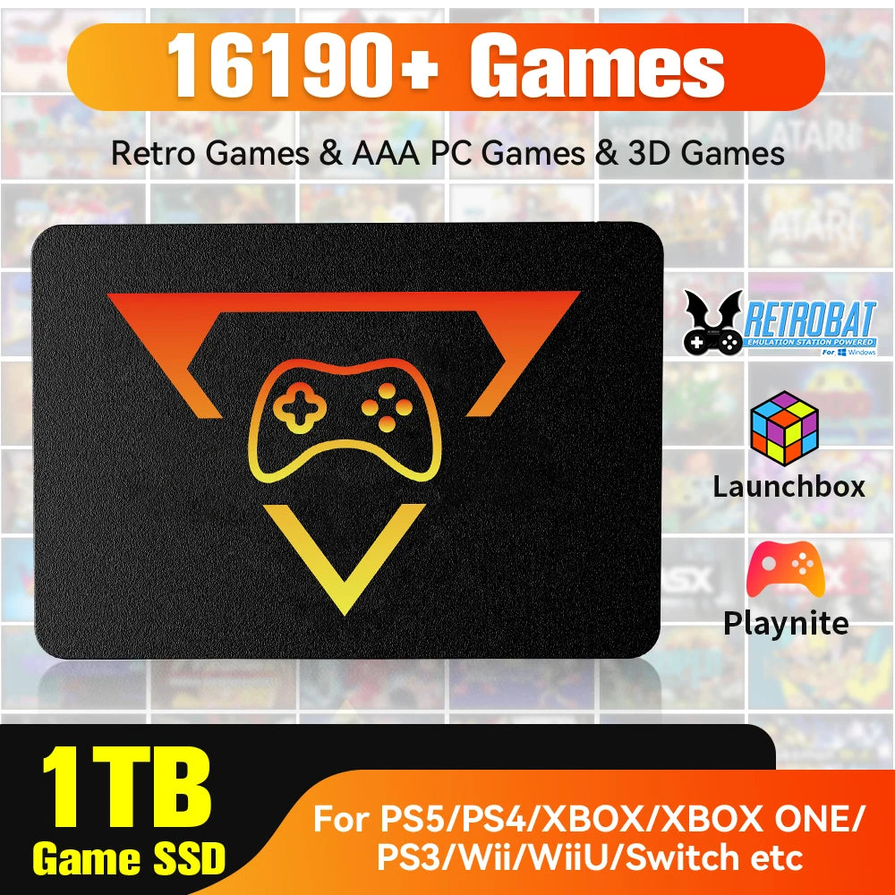1TB Portable Gaming SSD 3 System in 1 Game Console 80+ Emulators for PS5/PS4/XBOX/XBOX One/PS3/SWITCH with 16191 3D & Retro Game Main image