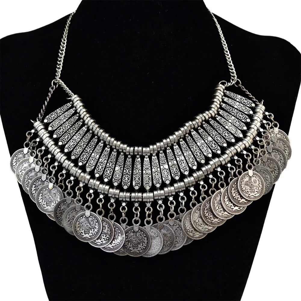 Multi-style Vintage Coin Choker Necklace for Women Boho Afghan Ethnic Gypsy Native Tribal Dress Turkish Pakistan Indian Jewelry