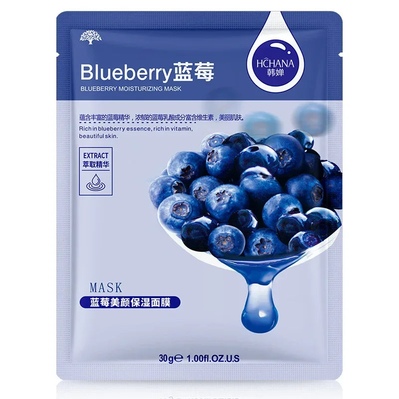 20pcs Natural Plant Facial Mask Moisturizing Oil Control Anti-Aging Fruit Aloe Korean Sheet Face Mask Beauty Skin Care Prodcuts