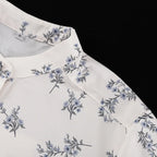 Casual Beige Print Women's Two Pieces Set Fashion Stand Collar Wrist Sleeve Ruffled Shirts And High Waisted Shorts Suit Woman