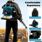 75.6CC 4-Stroke Gas Backpack Leaf Blower, 2600W 498FT with Cruise Control, for Lawn Yard Debris Cleaning, Commercial & Home Use
