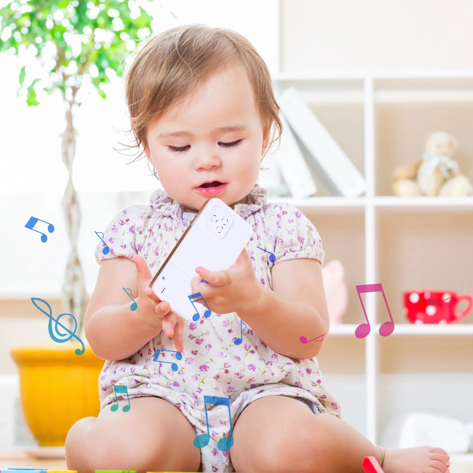 Kids Toy Phone Children Educational Learning Phone with Light Sound Music Interactive Touch Screen for Toddler Early Development